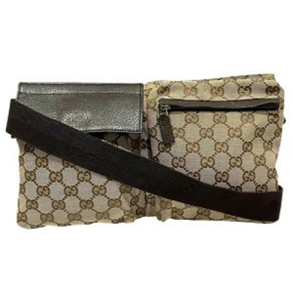 Gucci Body Crossbody Waist Bag GG Canvas Leather
